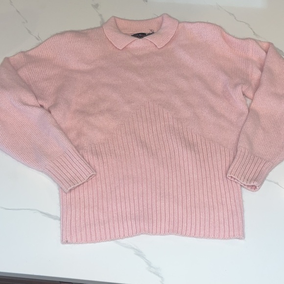 Vintage Fia Italia 1980s Angora Pink Collared Sweater Lambswool L CottageCore - Picture 2 of 16